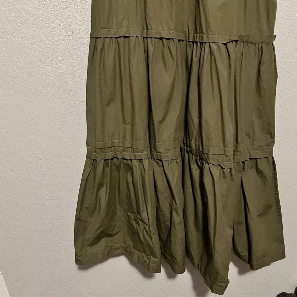Petal + Pup Olive Green Short Sleeve Lined Tiered Maxi Dress Size Large - Picture 6 of 9